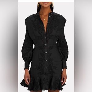 Veronica Beard Analeah Embroidered Poplin Dress in Black size 4